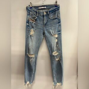 Zara Distressed Light Blue Skinny Jeans